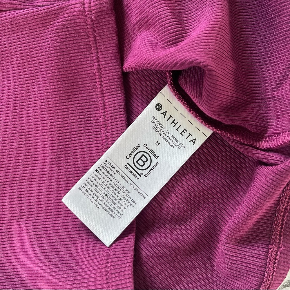 Athleta Signature Rib Crop Tee Plum - Picture 4 of 5